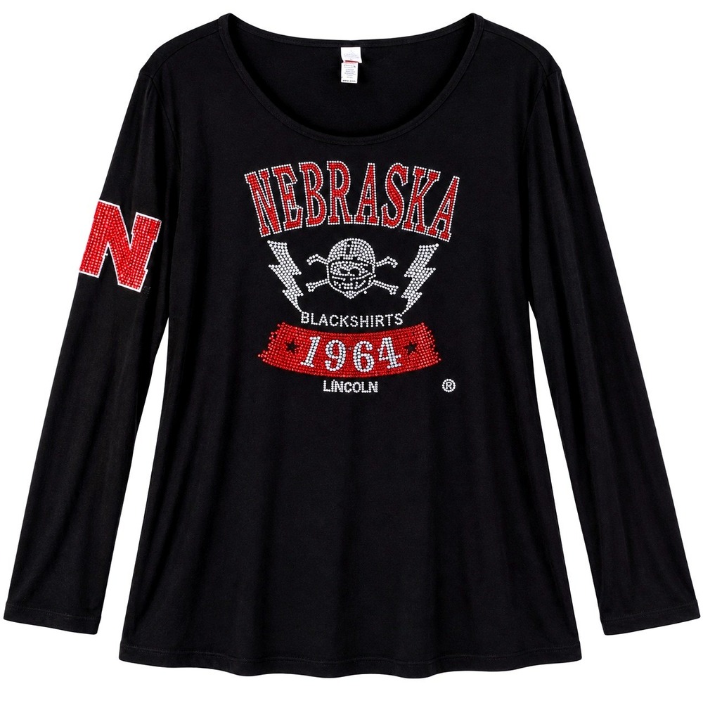 Nebraska Blackshirts Shirt Womens 2XL Rhinestone Bling Huskers Football Kavio